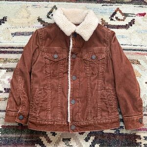 GAP Kids Brown Corduroy Jacket with Sherpa Collar - 4 Years